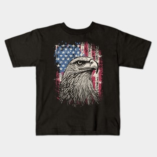 Vintage Distressed American Flag with Eagle Kids T-Shirt